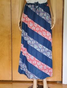 Crazy Horse Chambray Patchwork Maxi Skirt size 10
